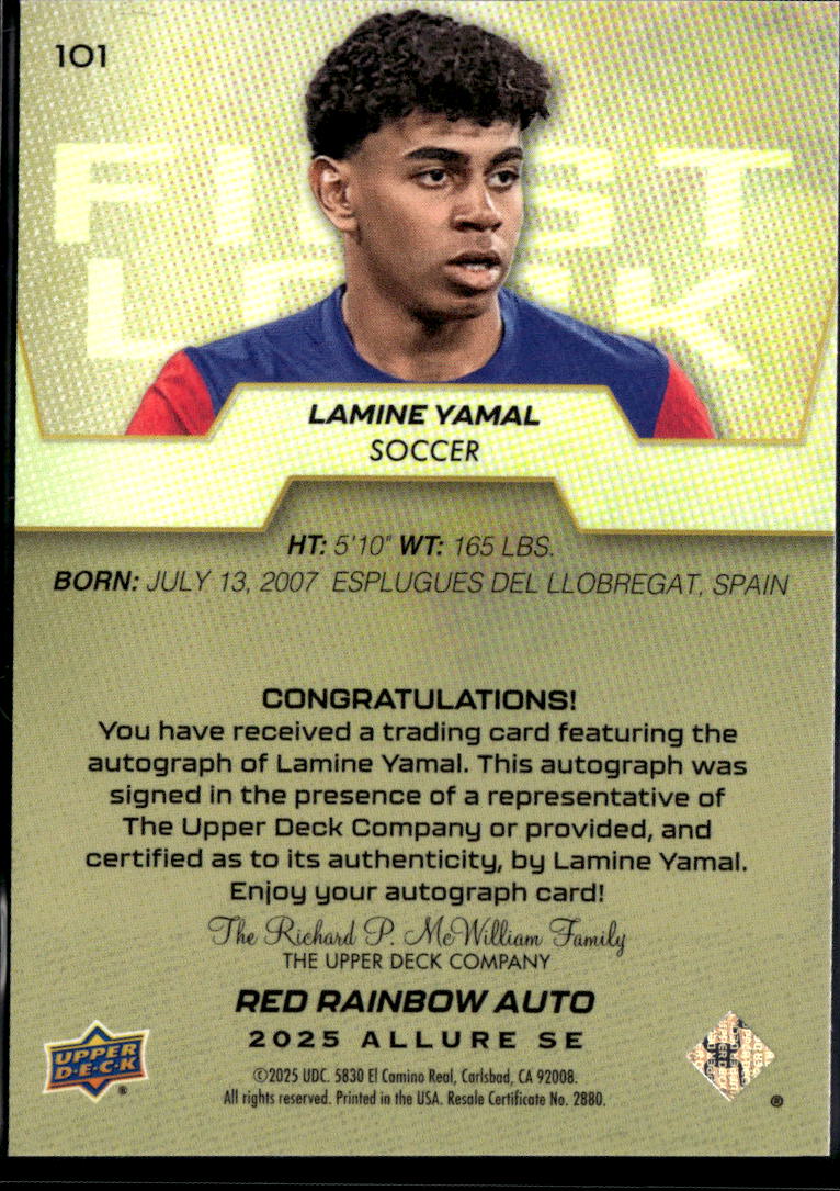 Lamine Yamal 2025 Upper Deck Allure Red Auto Autograph Spain
