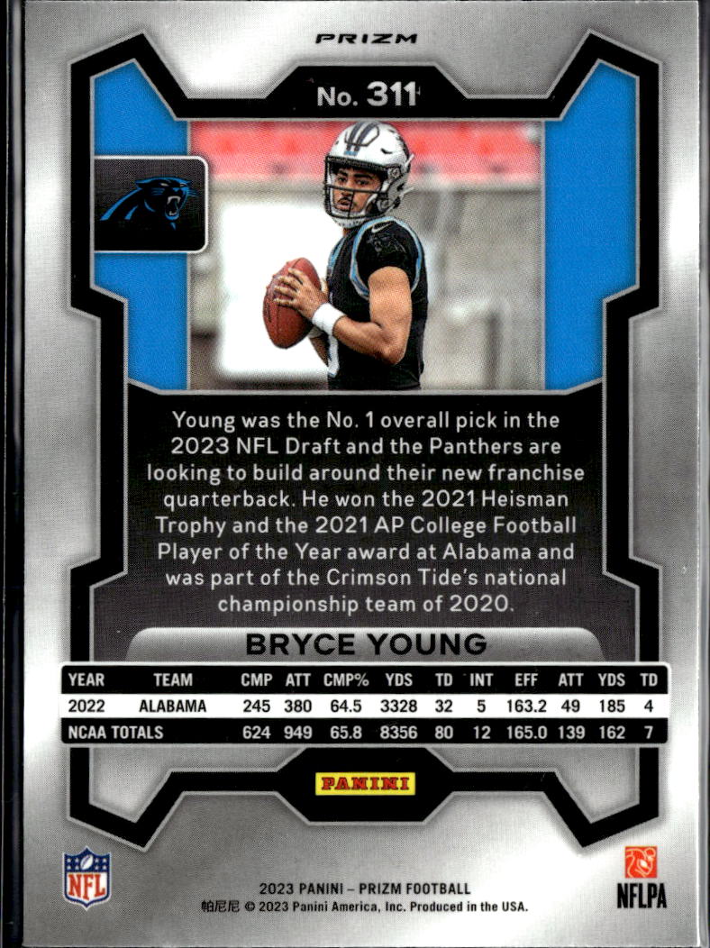 Bryce Young 2023 Prizm Silver Prizm Rookie RC #311 Carolina Panthers