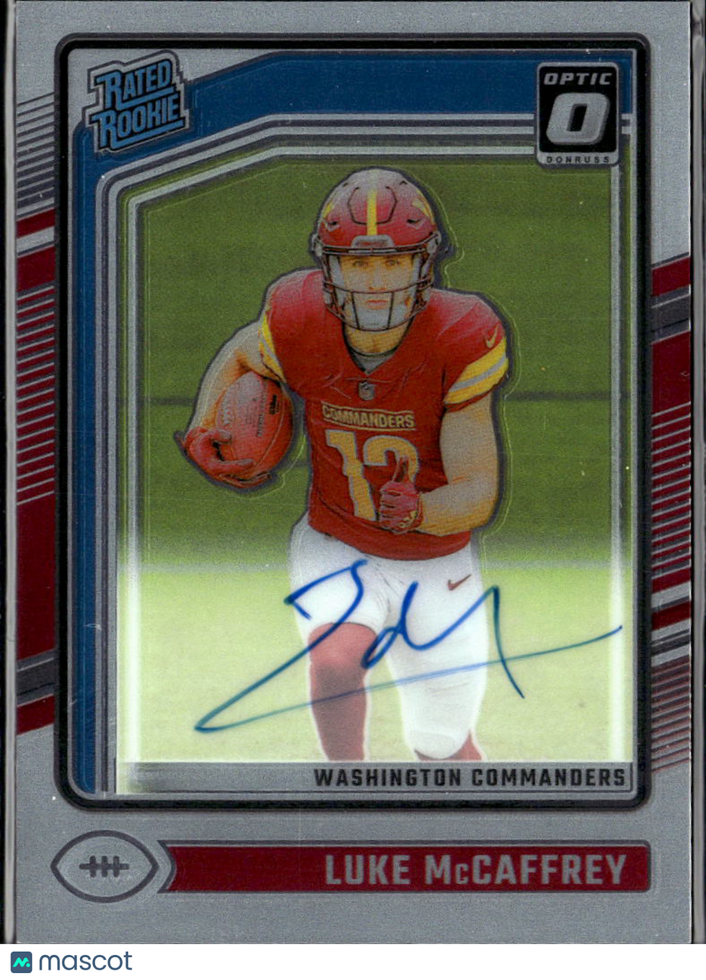 Luke McCaffrey 2024 Optic Rated Rookie Auto Autograph RC 309/325 Commanders