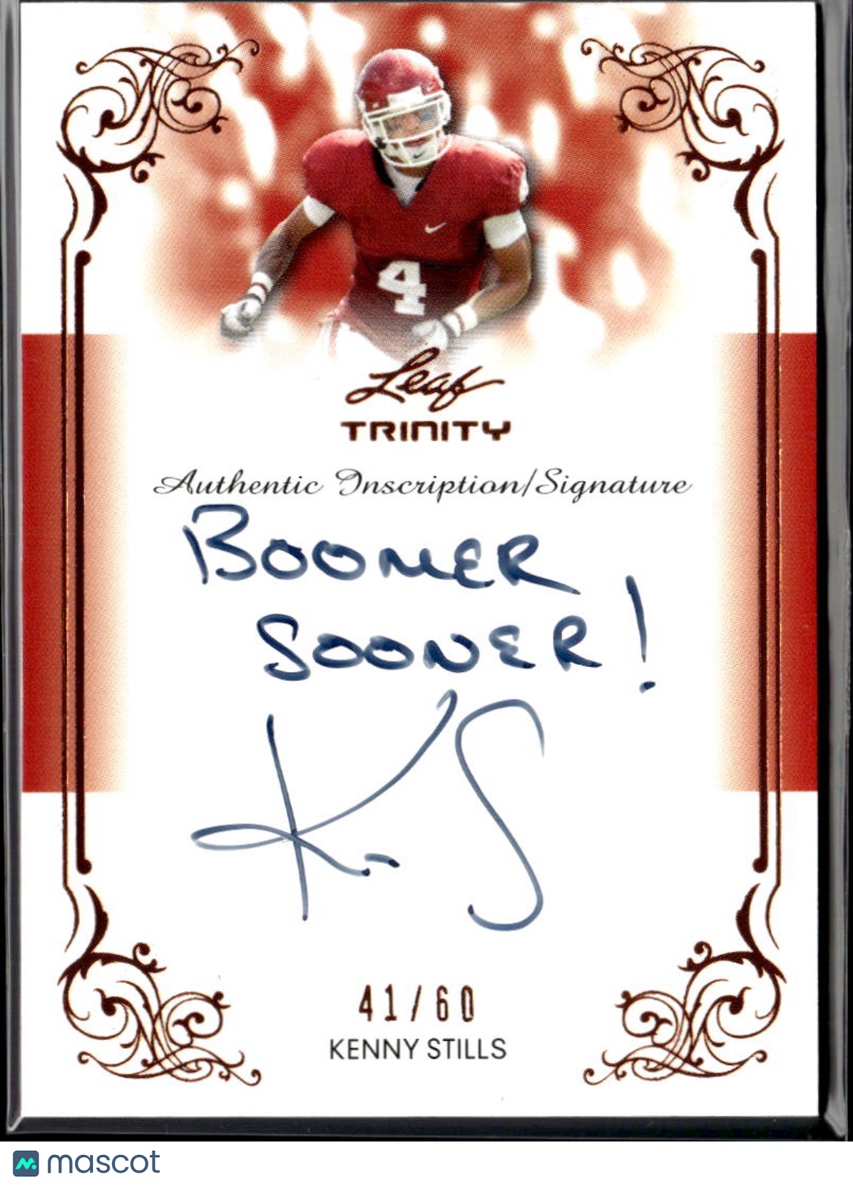 Kenny Stills 2013 Leaf Trinity Inscription Auto Autograph RC 41/60 OU Sooners