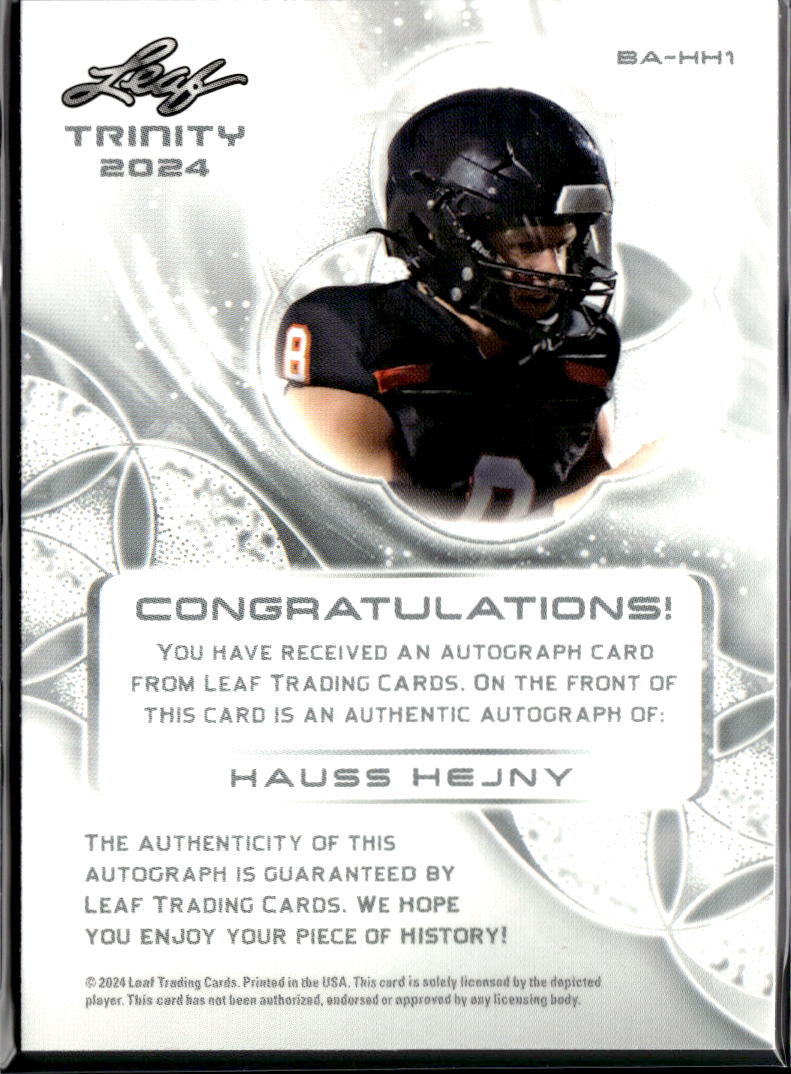 Hauss Hejny 2024 Leaf Trinity Auto Autograph Rookie RC OSU Oklahoma State 91/99