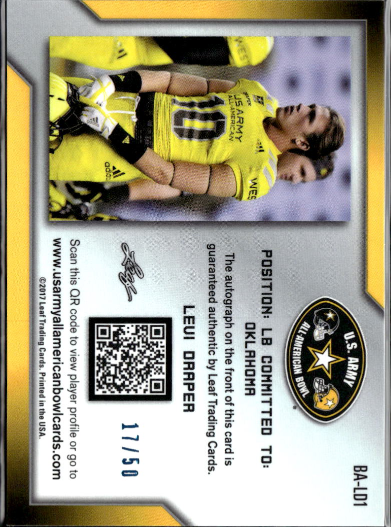 Levi Draper 2017 Leaf Metal US Army Auto Autograph RC Collinsville Sooners 17/50