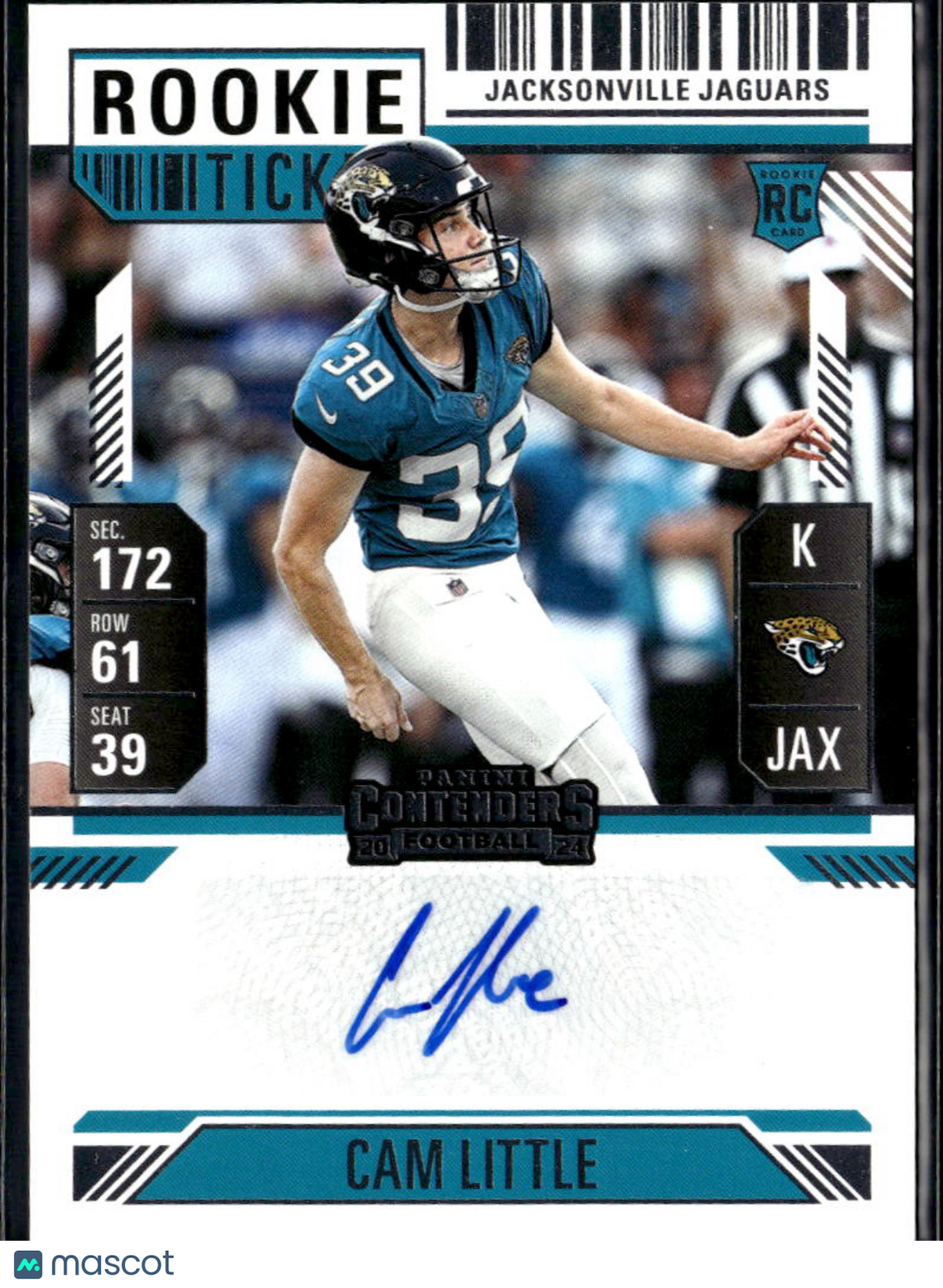 Cam Little 2025 Contenders Auto Autograph RC Arkansas Jacksonville Jaguars