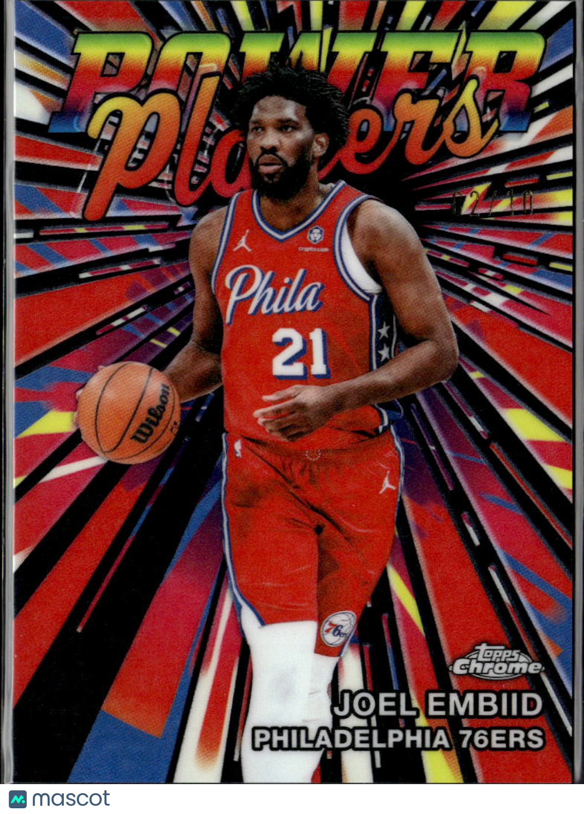 Joel Embiid 2025-26 Topps Chrome Power Players Black Refractor 2/10 76ers