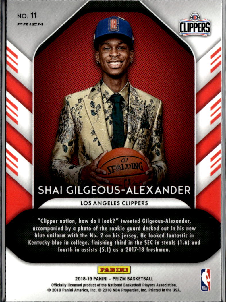 Shai Gilgeous-Alexander 2018-19 Prizm Luck of the Lottery Hyper RC Clippers