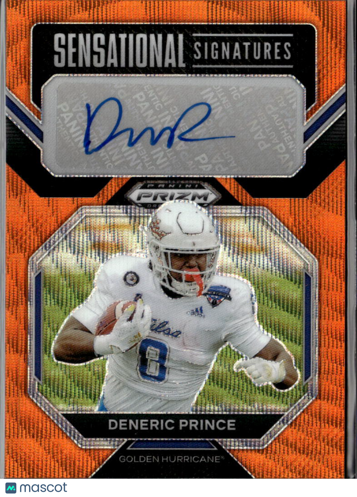 Deneric Prince 2023 Prizm Draft Auto Autograph RC 38/75 Tulsa Golden Hurricane