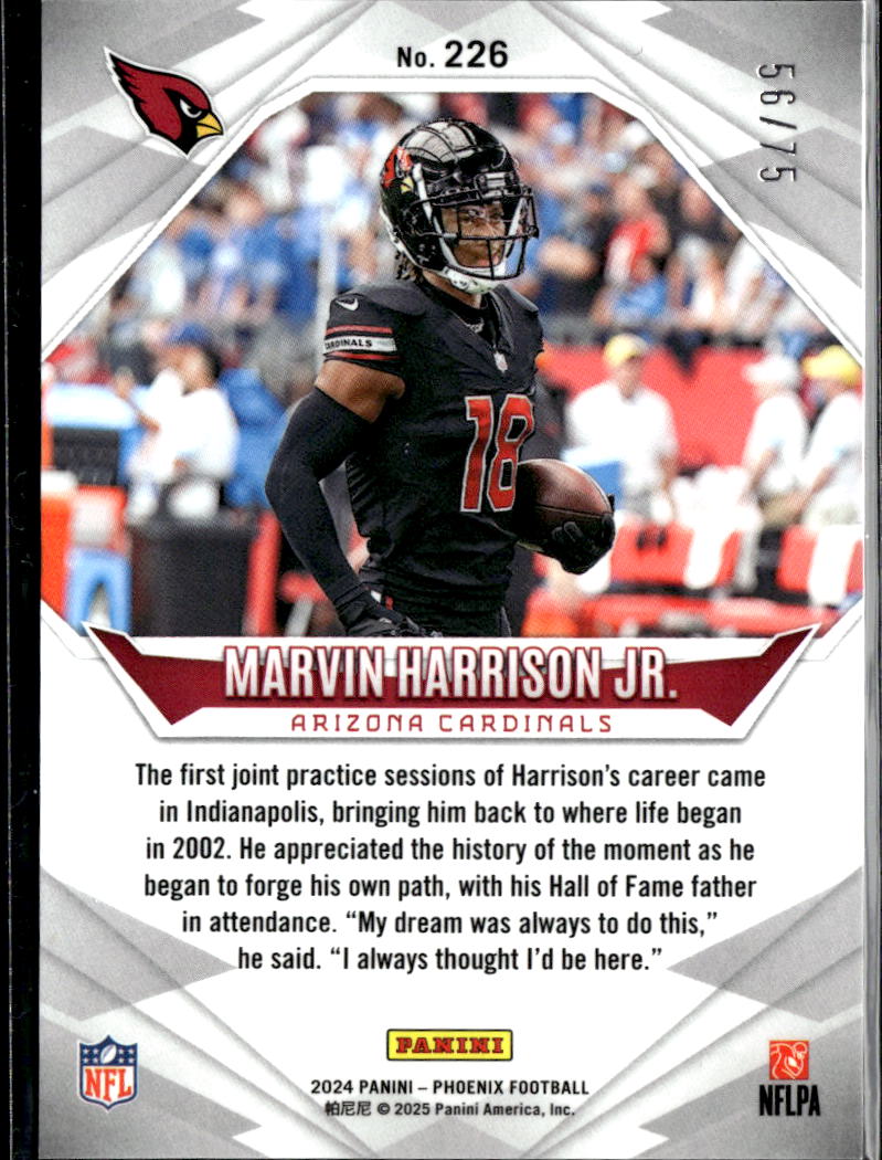 Marvin Harrison Jr. 2025 Panini Phoenix Arizona Cardinals