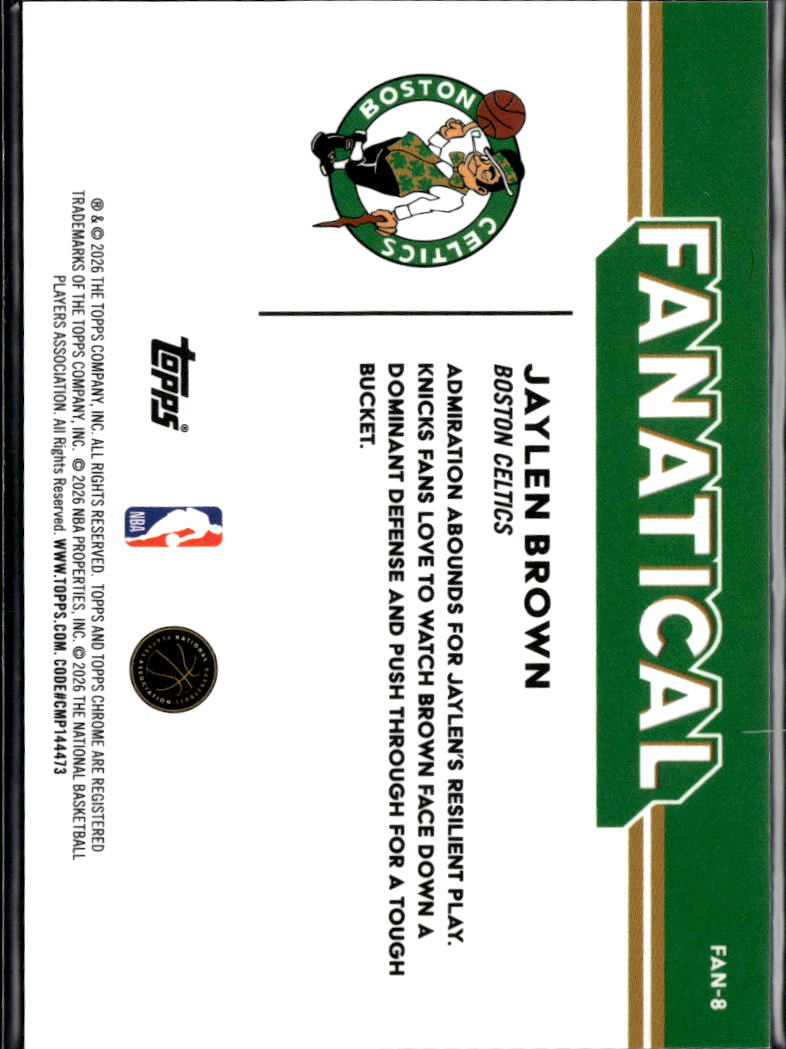 Jaylen Brown 2026 Topps Chrome Fanatical CASE HIT SSP Boston Celtics