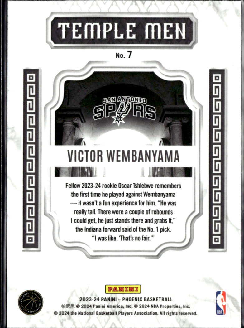 Victor Wembanyama 2023-24 Phoenix Temple Men Rookie RC San Antonio Spurs