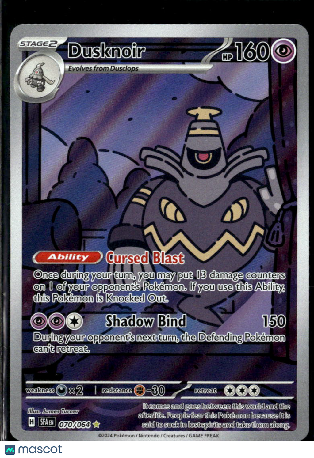Dusknoir 2024 Shrouded Fable Holo Secret Rare #70/64