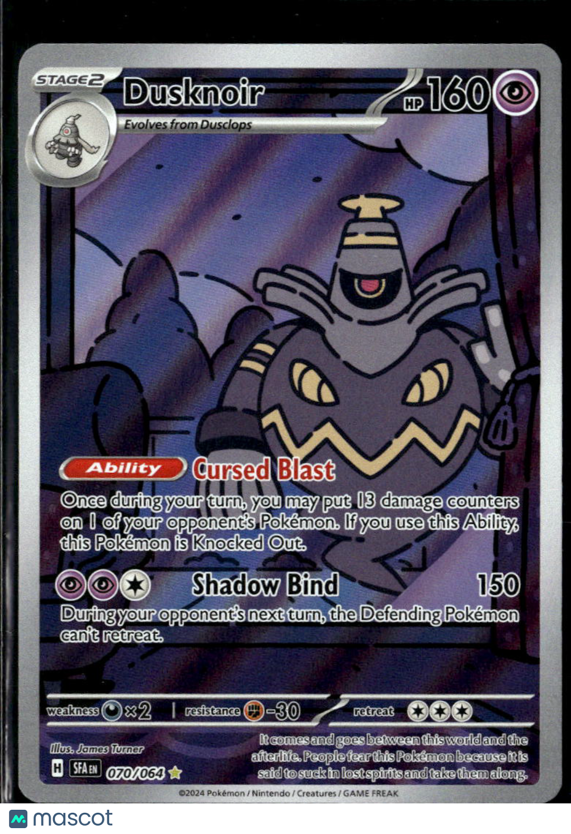 Dusknoir 2024 Shrouded Fable Holo Secret Rare #70/64