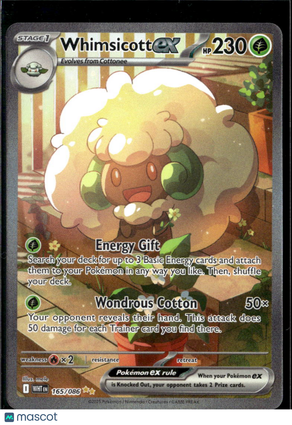 Whimsicott EX 2025 White Flare Holo Secret Rare SAR #165/86