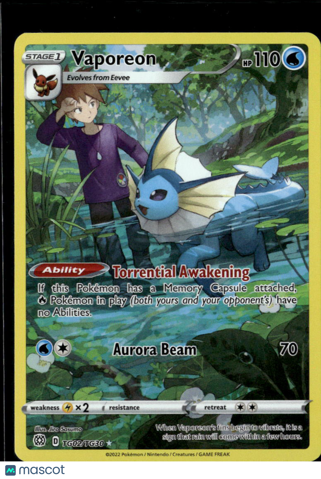 Vaporeon 2022 Astral Radiance Holo Rare CHR #TG02/TG30