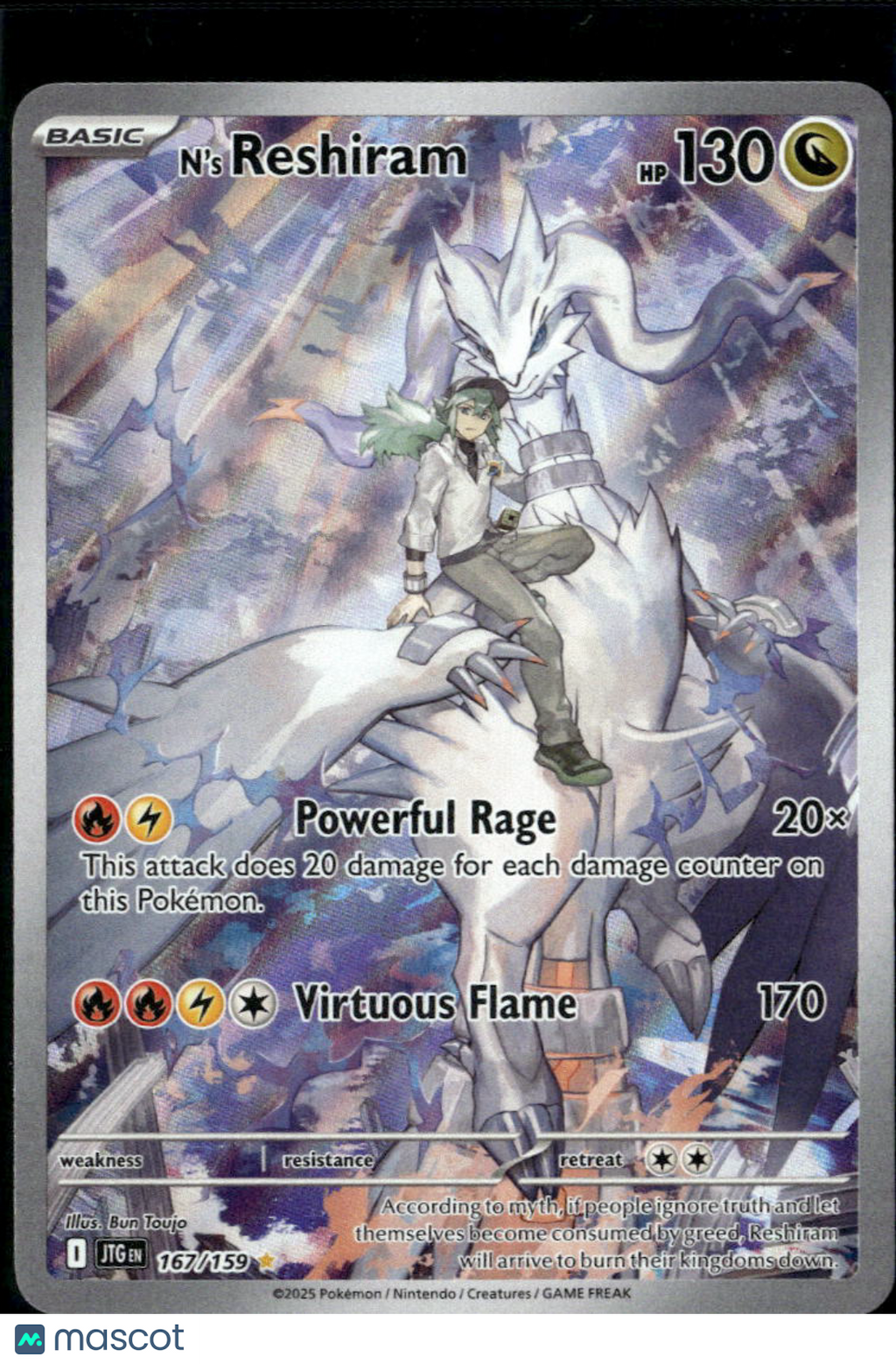 N'S Reshiram 2025 Journey Together Holo Secret Rare #167/159