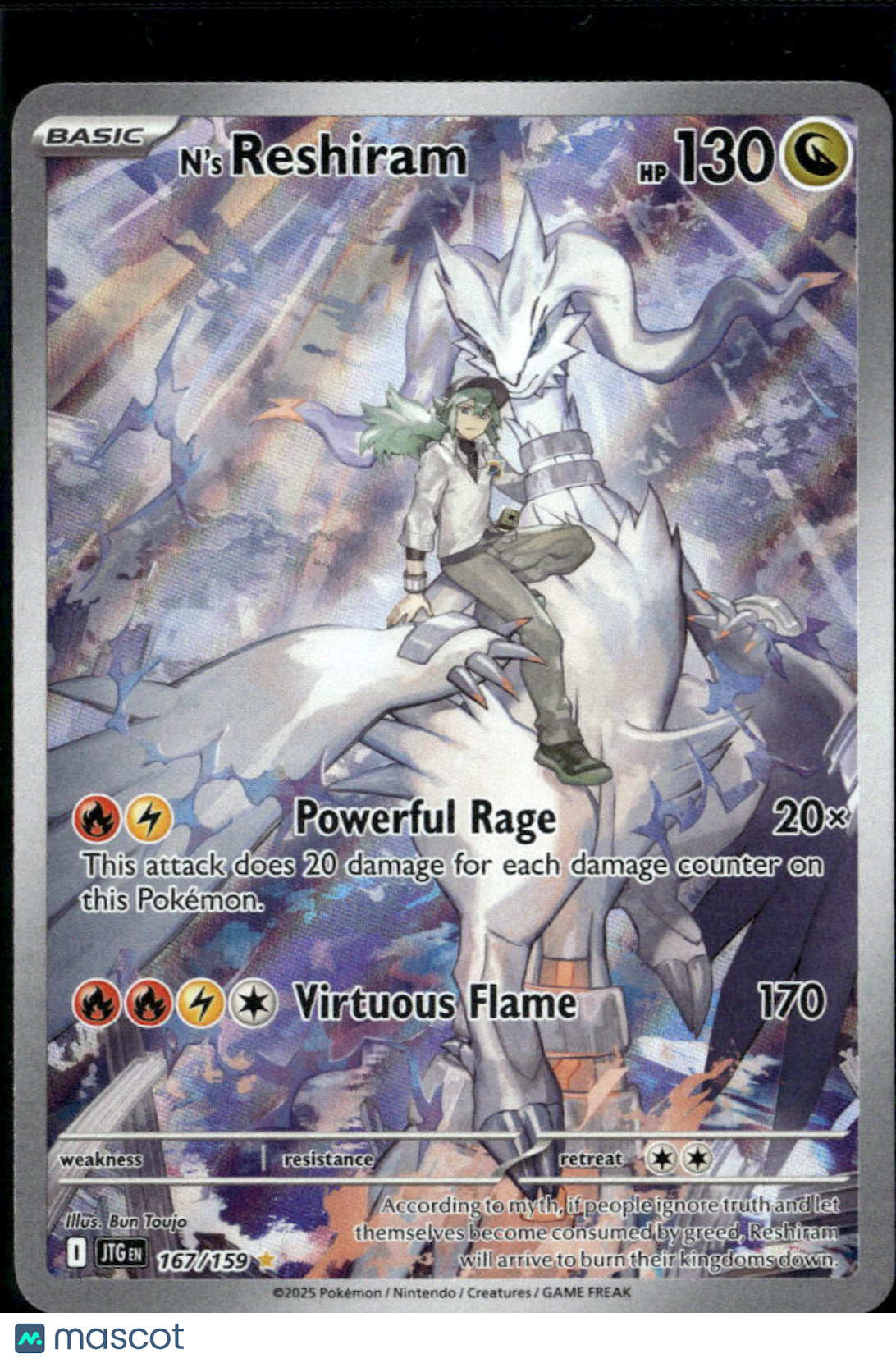 N'S Reshiram 2025 Journey Together Holo Secret Rare #167/159