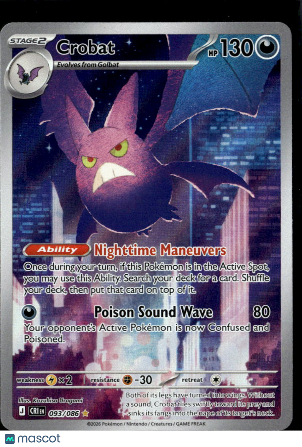 Crobat 2026 Chaos Rising Holo Secret Rare #93/86