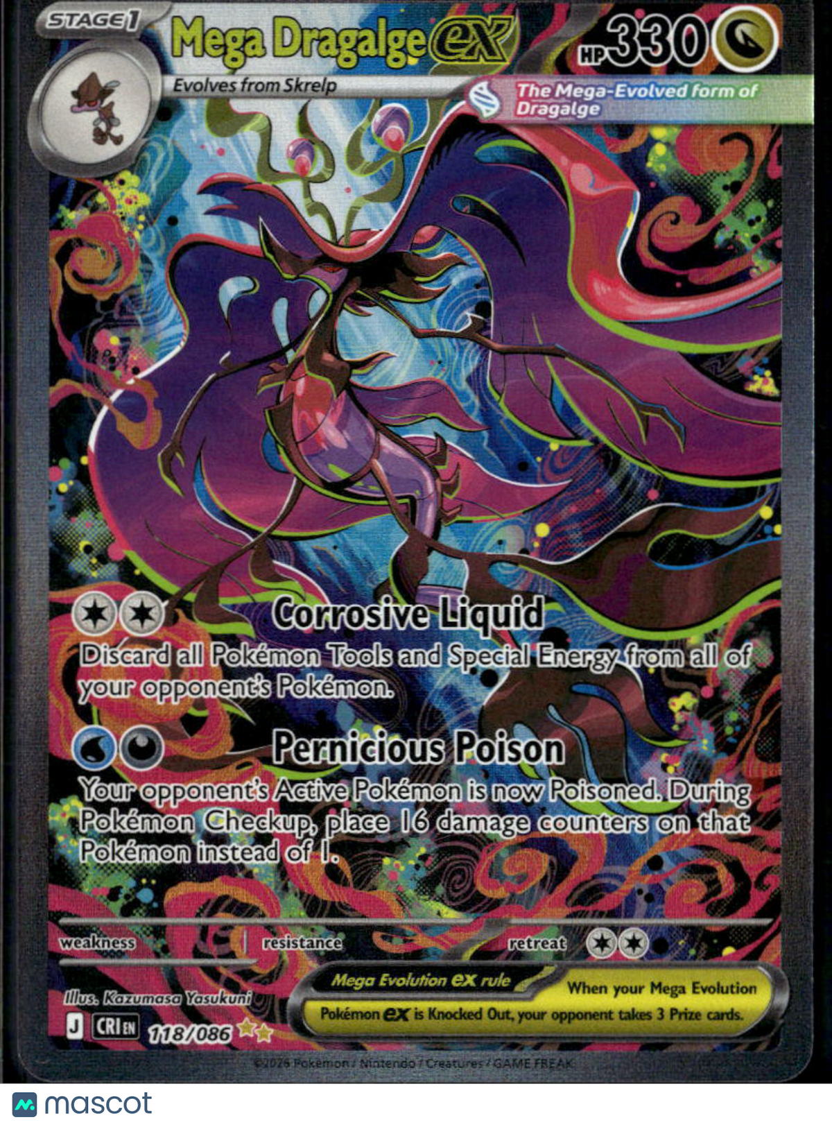 Mega Dragalge EX 2026 Chaos Rising Holo Secret Rare SAR #118/86