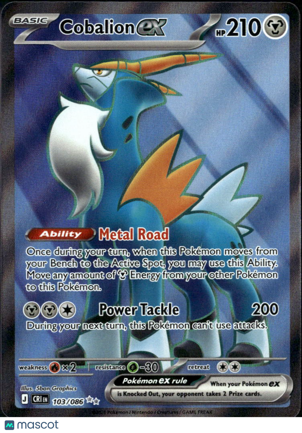 Cobalion EX 2026 Chaos Rising Holo Secret Rare UR FA #103/86