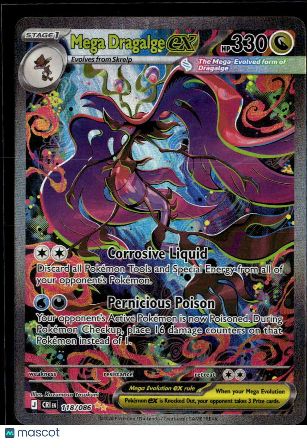 Mega Dragalge EX 2026 Chaos Rising Holo Secret Rare SAR #118/86