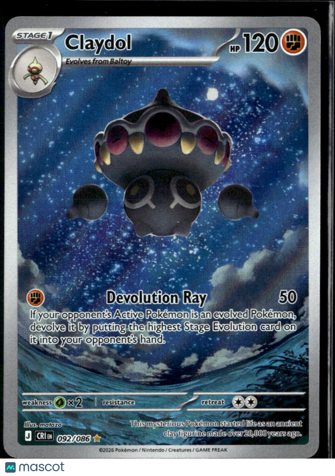 Claydol 2026 Chaos Rising Holo Secret Rare #92/86