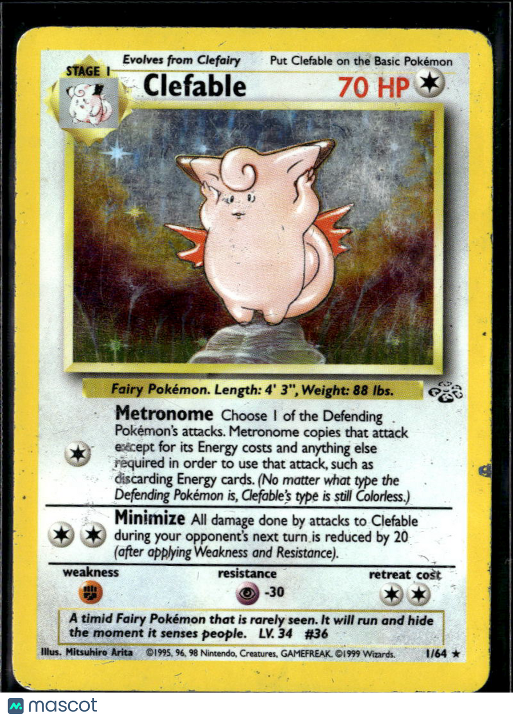 Clefable 1999 Jungle Holo Rare #1/64