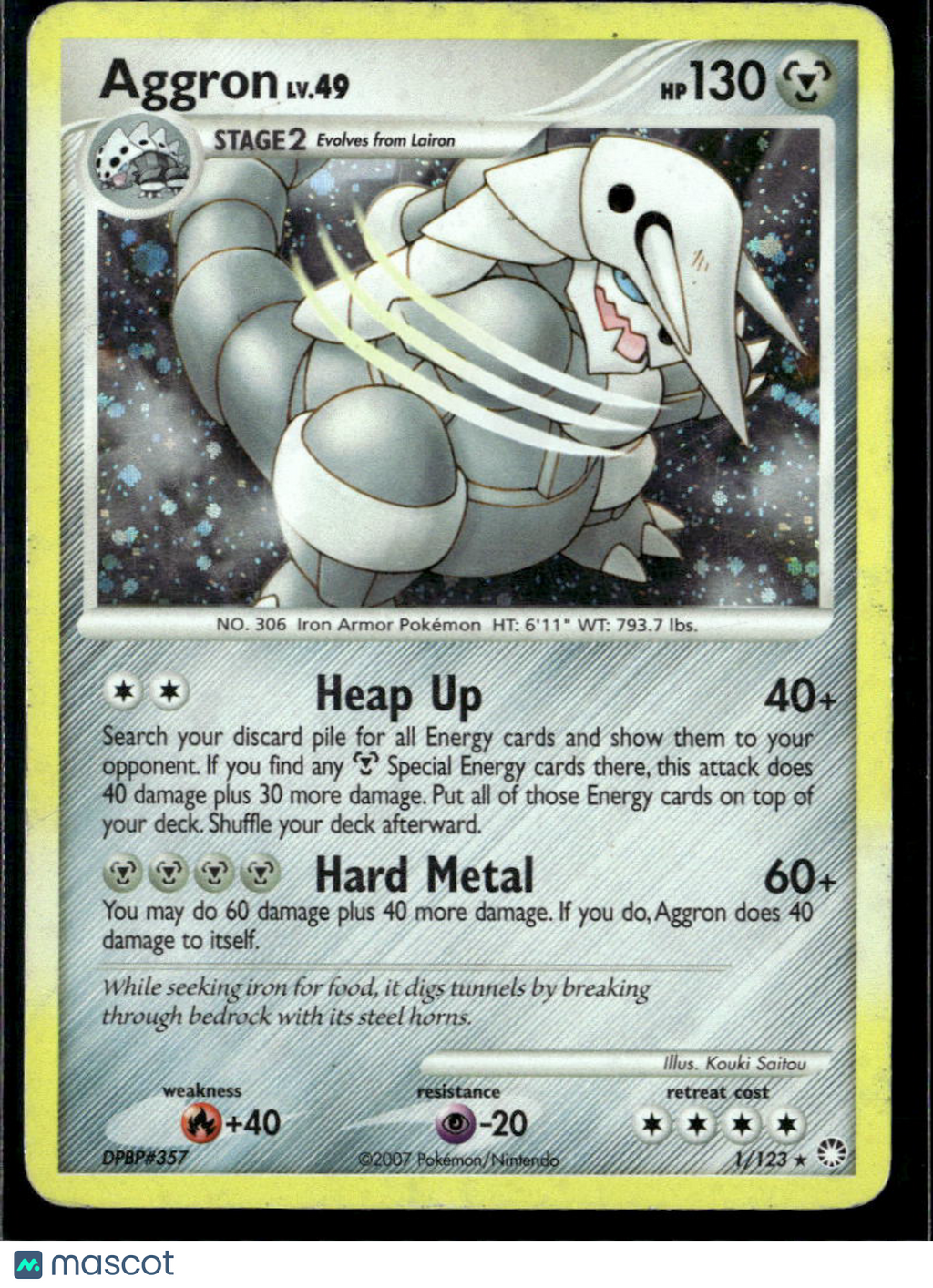 Aggron 2010 Diamond & Pearl Holo Rare #1/123