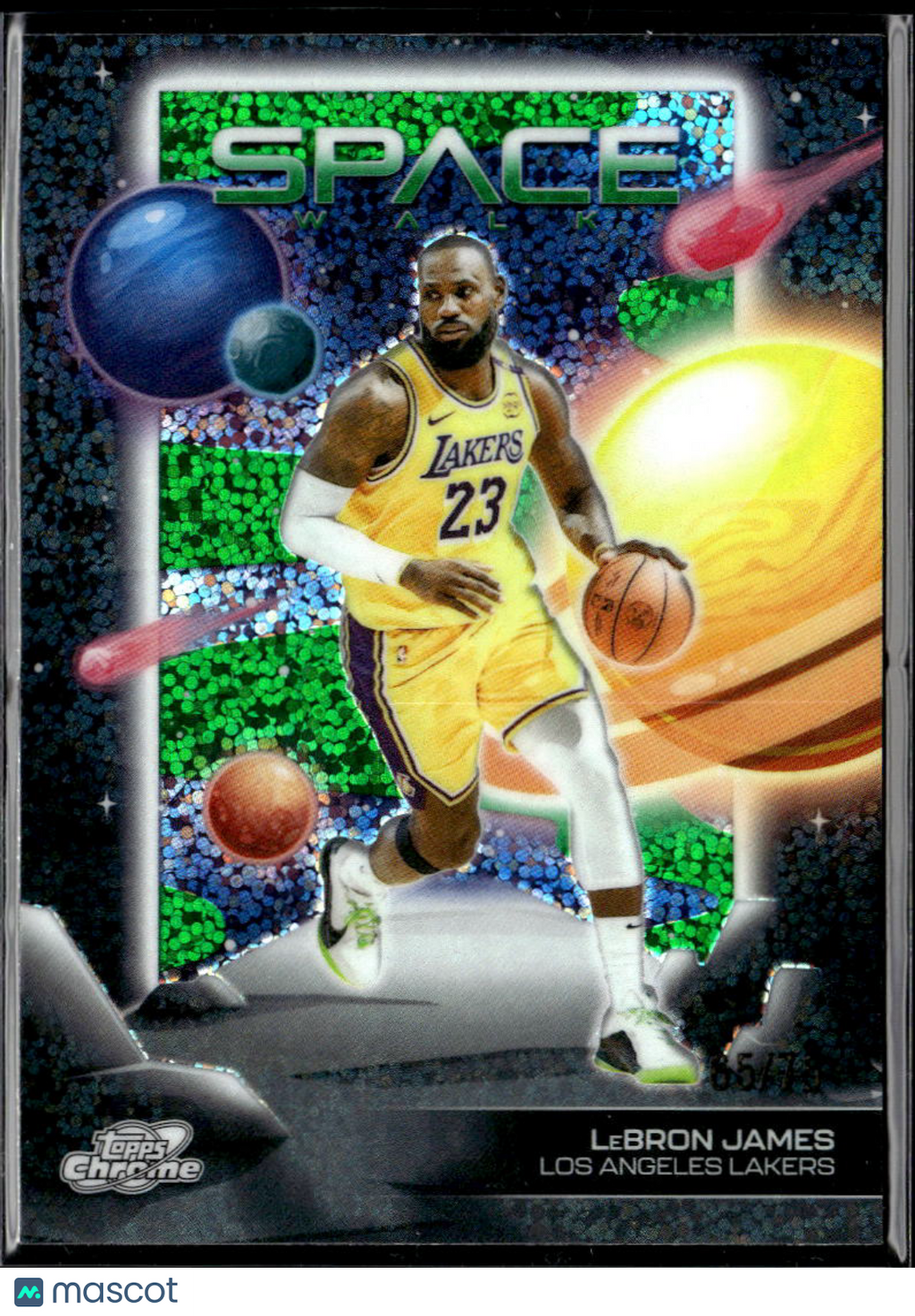 LeBron James 2026 Topps Chrome Cosmic Space Walk Green Refractor 65/75 Lakers