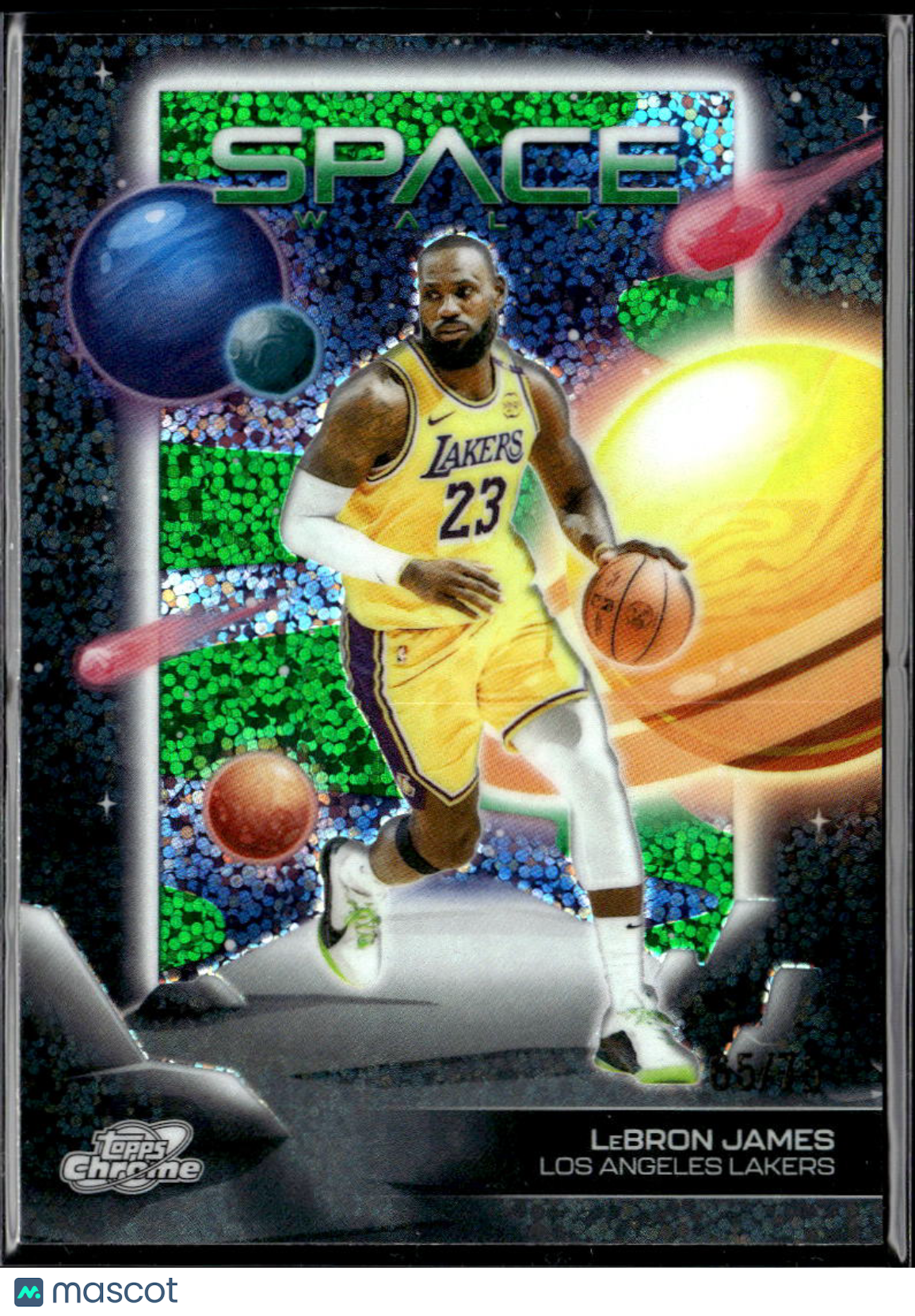 LeBron James 2026 Topps Chrome Cosmic Space Walk Green Refractor 65/75 Lakers