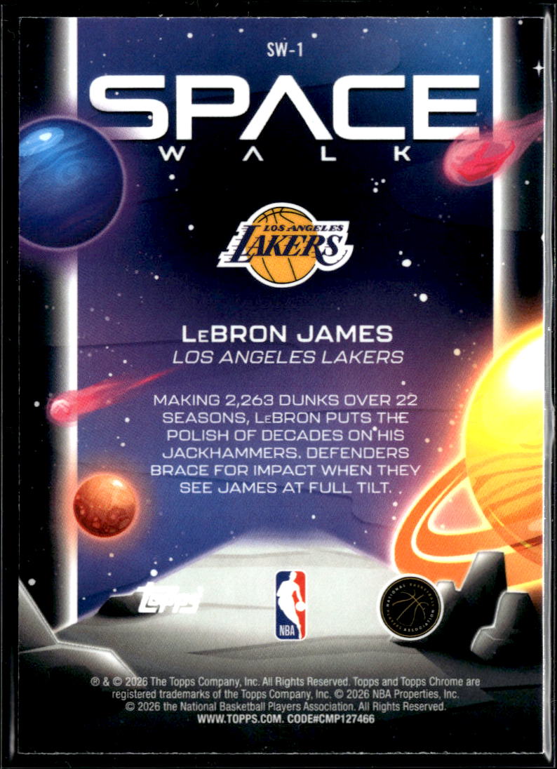 LeBron James 2026 Topps Chrome Cosmic Space Walk Green Refractor 65/75 Lakers
