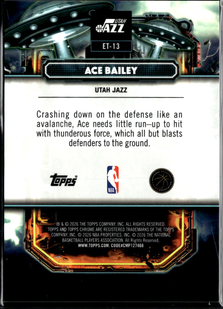 Ace Bailey 2026 Topps Chrome Cosmic Extraterrestrial GOLD Refractor RC /50 Jazz