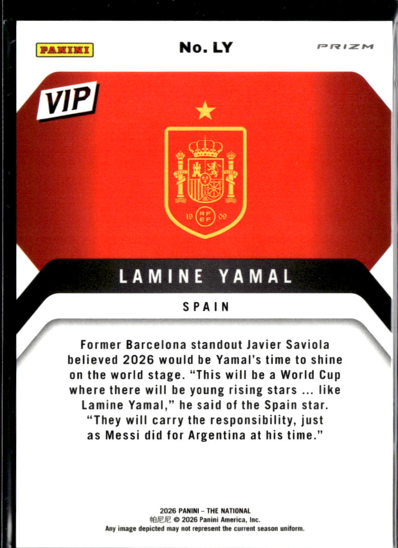 Lamine Yamal 2026 Panini Prizm VIP Baja Tiger SSP SHORTPRINT Spain