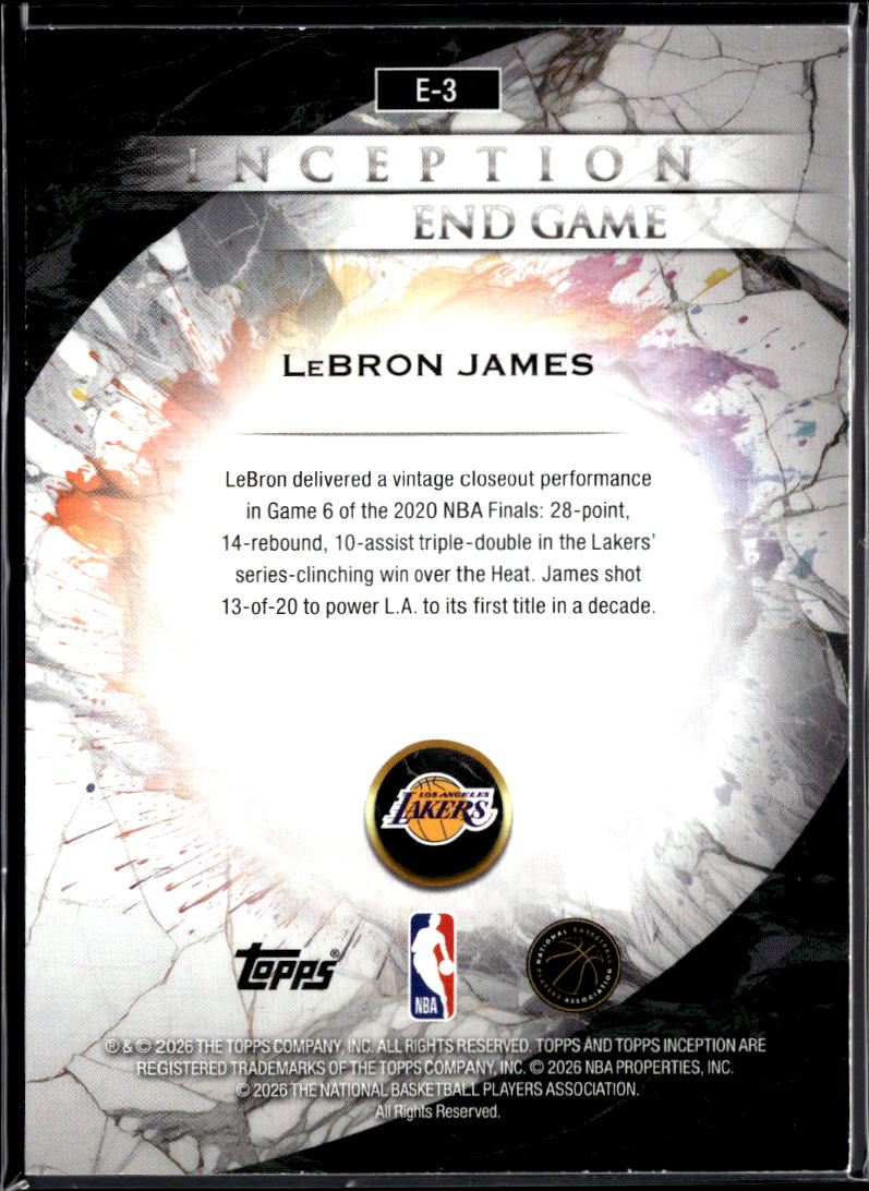 LeBron James 2026 Topps Inception End Game CASE HIT SSP Los Angeles Lakers