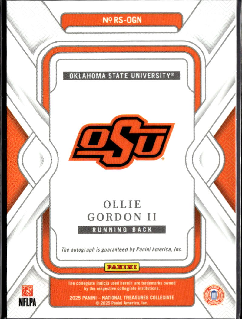 Ollie Gordon II 2025 National Treasures Auto Autograph RC /99 Oklahoma State OSU