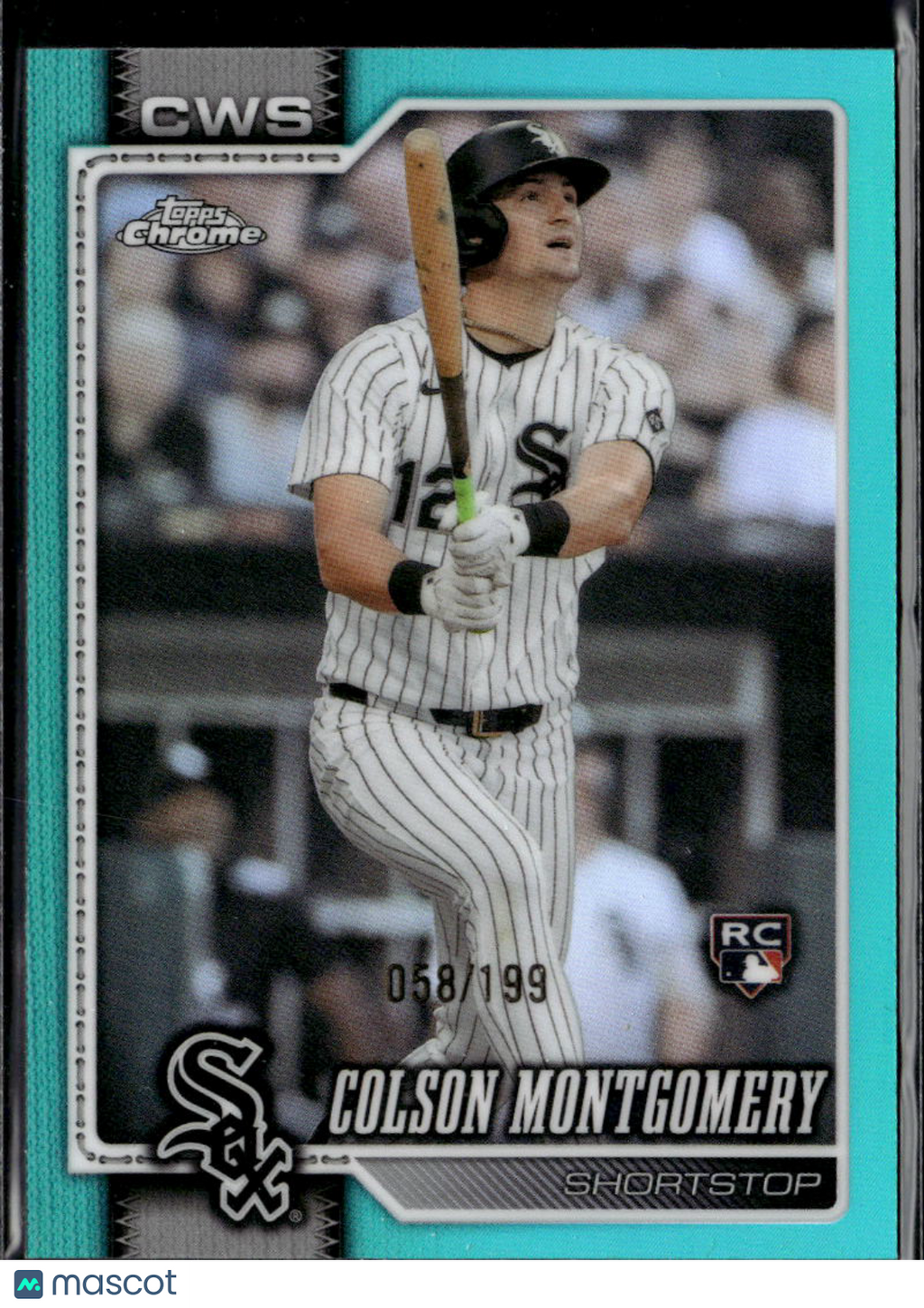 Colson Montgomery 2026 Topps Chrome Aqua Refractor RC 58/199 Chicago White Sox