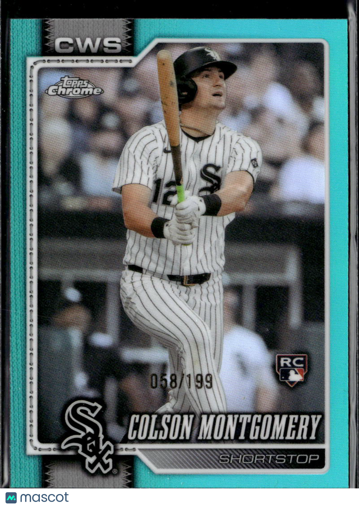 Colson Montgomery 2026 Topps Chrome Aqua Refractor RC 58/199 Chicago White Sox