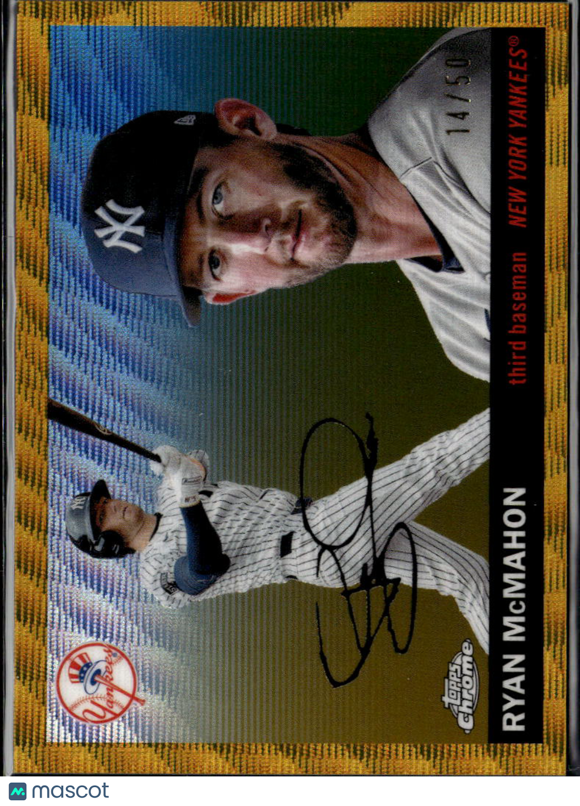 Ryan McMahon 2025 Topps Chrome Platinum GOLD Wave Refractor 14/50 NY Yankees