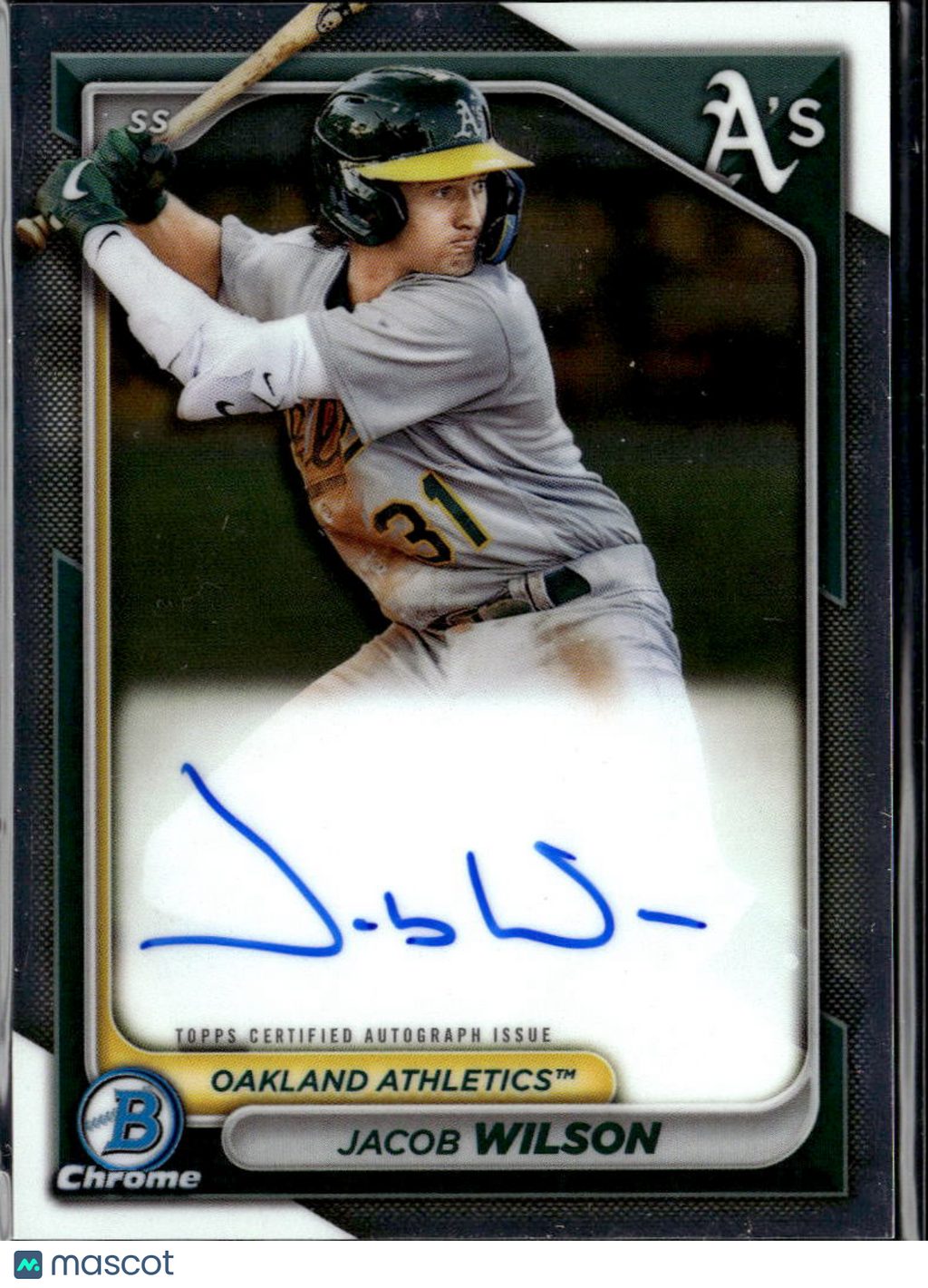 Jacob Wilson 2024 Bowman Chrome Auto Autograph RC Oakland Athletics