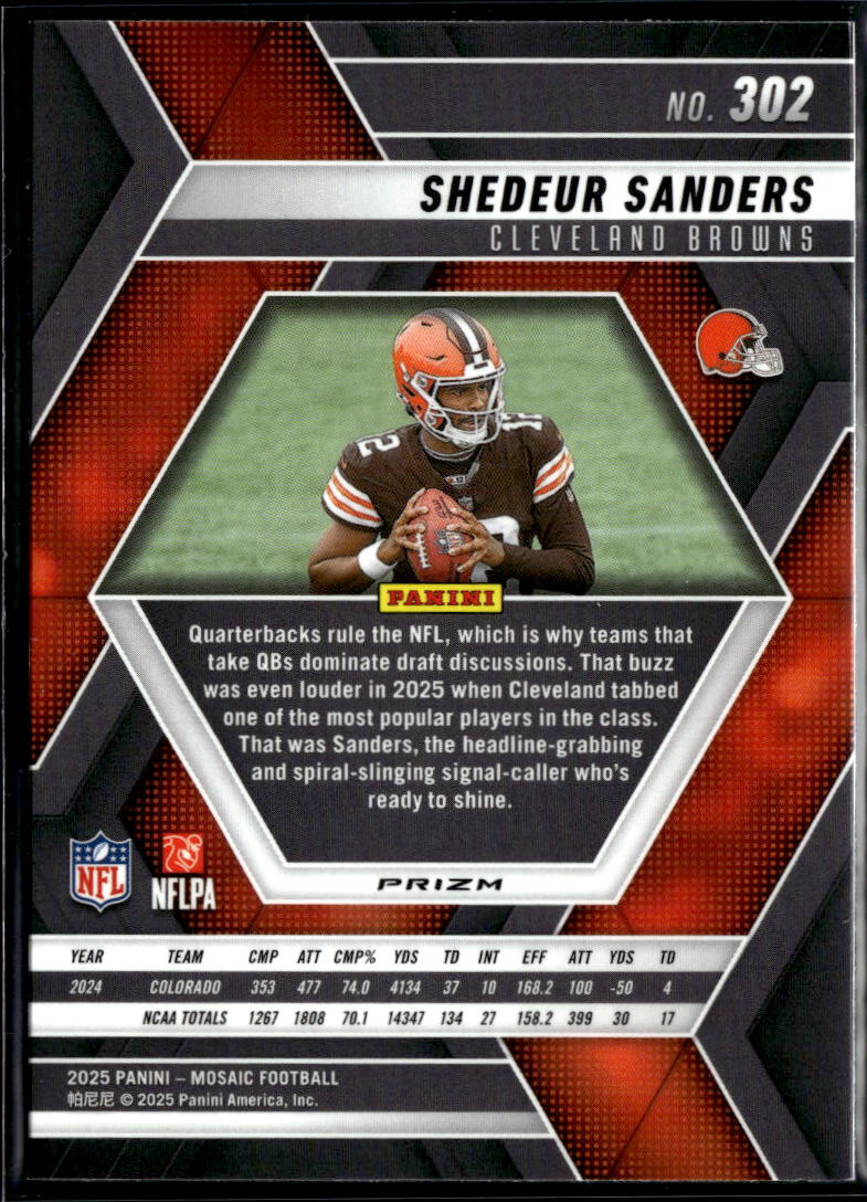 Shedeur Sanders 2025 Mosaic Blue Scope Prizm Rookie RC Cleveland Browns