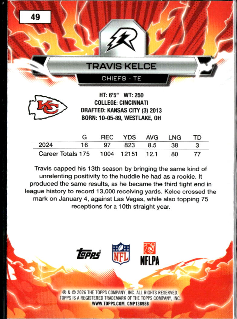 Travis Kelce 2026 Topps Resurgence Blue 77/275 Kansas City Chiefs