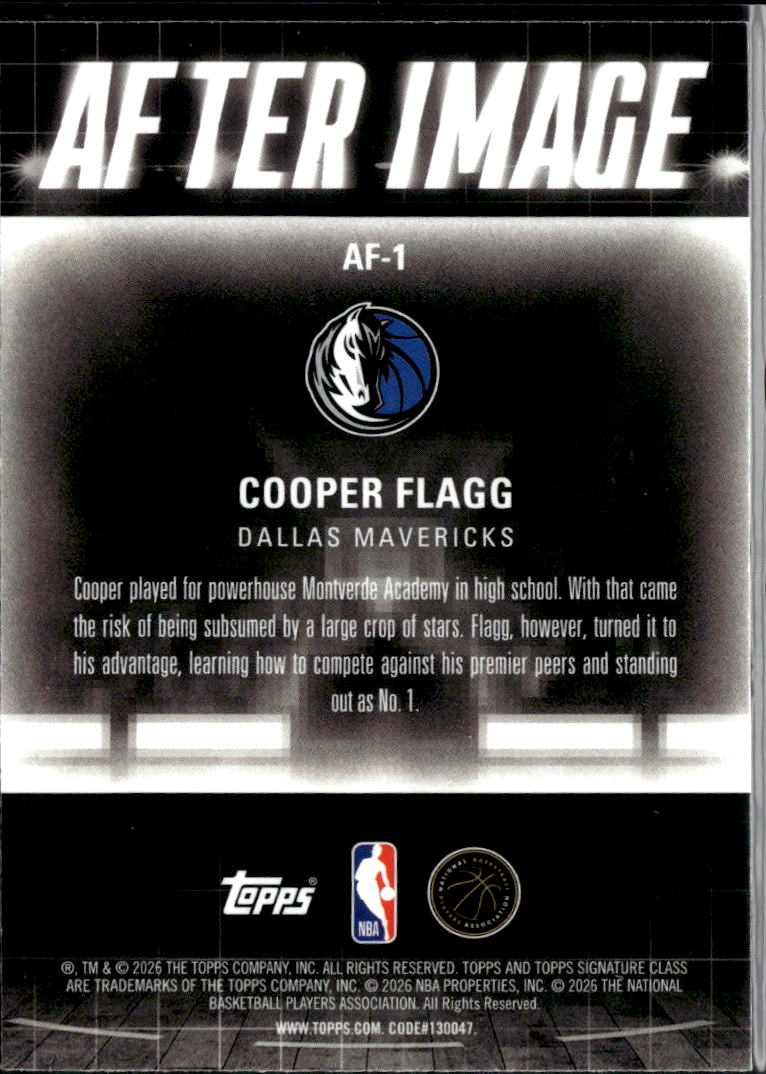 Cooper Flagg 2026 Topps After Image Rookie RC Dallas Mavericks