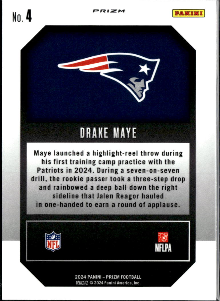 Drake Maye 2024 Prizm Emergent RC Green Rookie New England Patriots