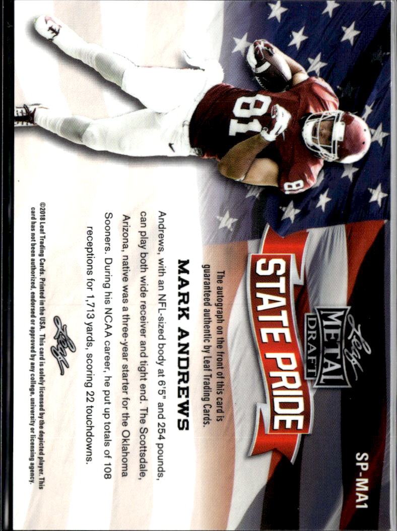 Mark Andrews 2018 Leaf Metal Draft State Pride Auto Autograph RC OU Sooners