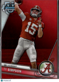 Ty Simpson 2023 Bowman Chrome Red Refractor RC 4/5 Alabama Crimson Tide