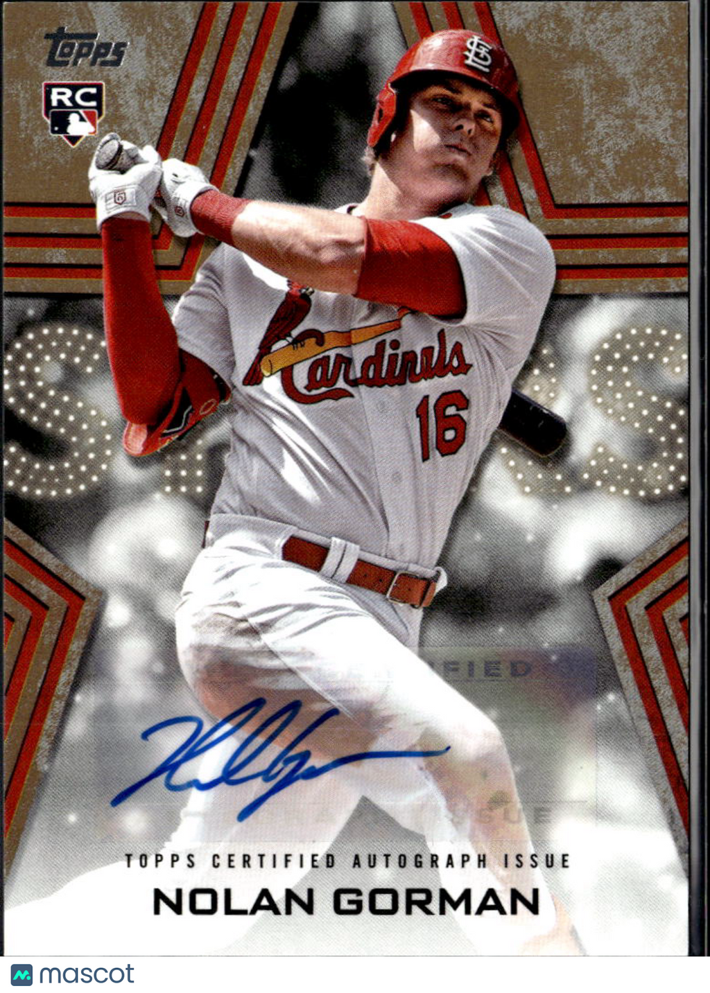 Nolan Gorman 2023 Topps Stars Auto Autograph RC GOLD 7/50 St. Louis Cardinals