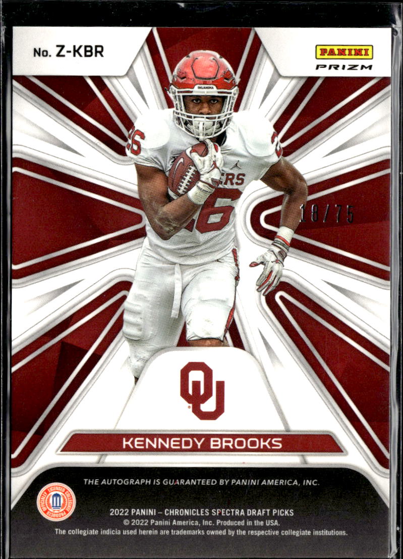 Kennedy Brooks 2022 Spectra Red Ink Auto Autograph RC 18/75 Oklahoma Sooners