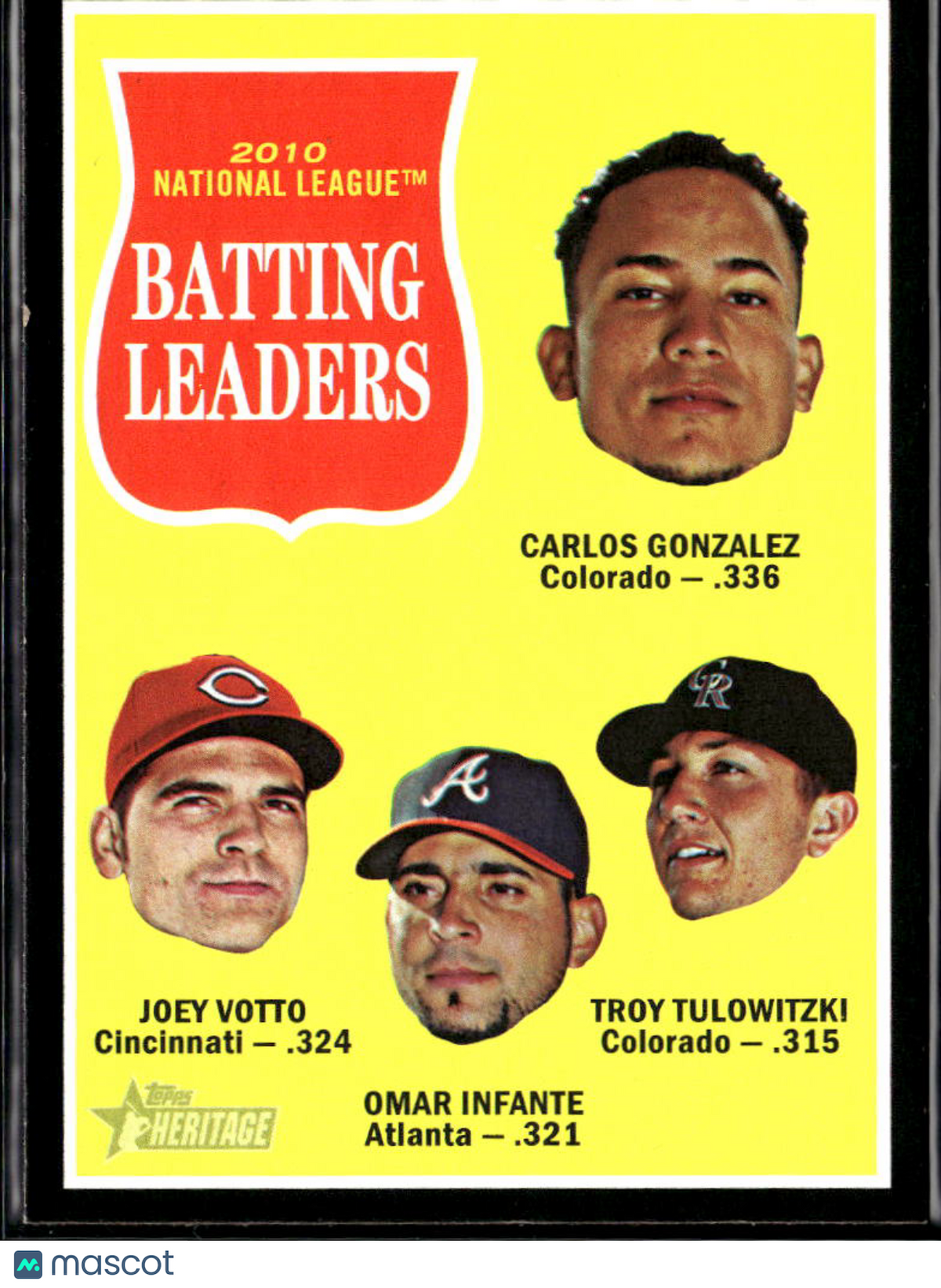 Troy Tulowitzki Infante Carlos Gonzalez Joey Votto 2011 Topps Heritage Black