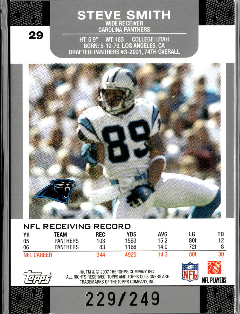 Steve Smith Dwayne Jarrett 2007 Topps Co-Signers Gold 229/249 Carolina Panthers