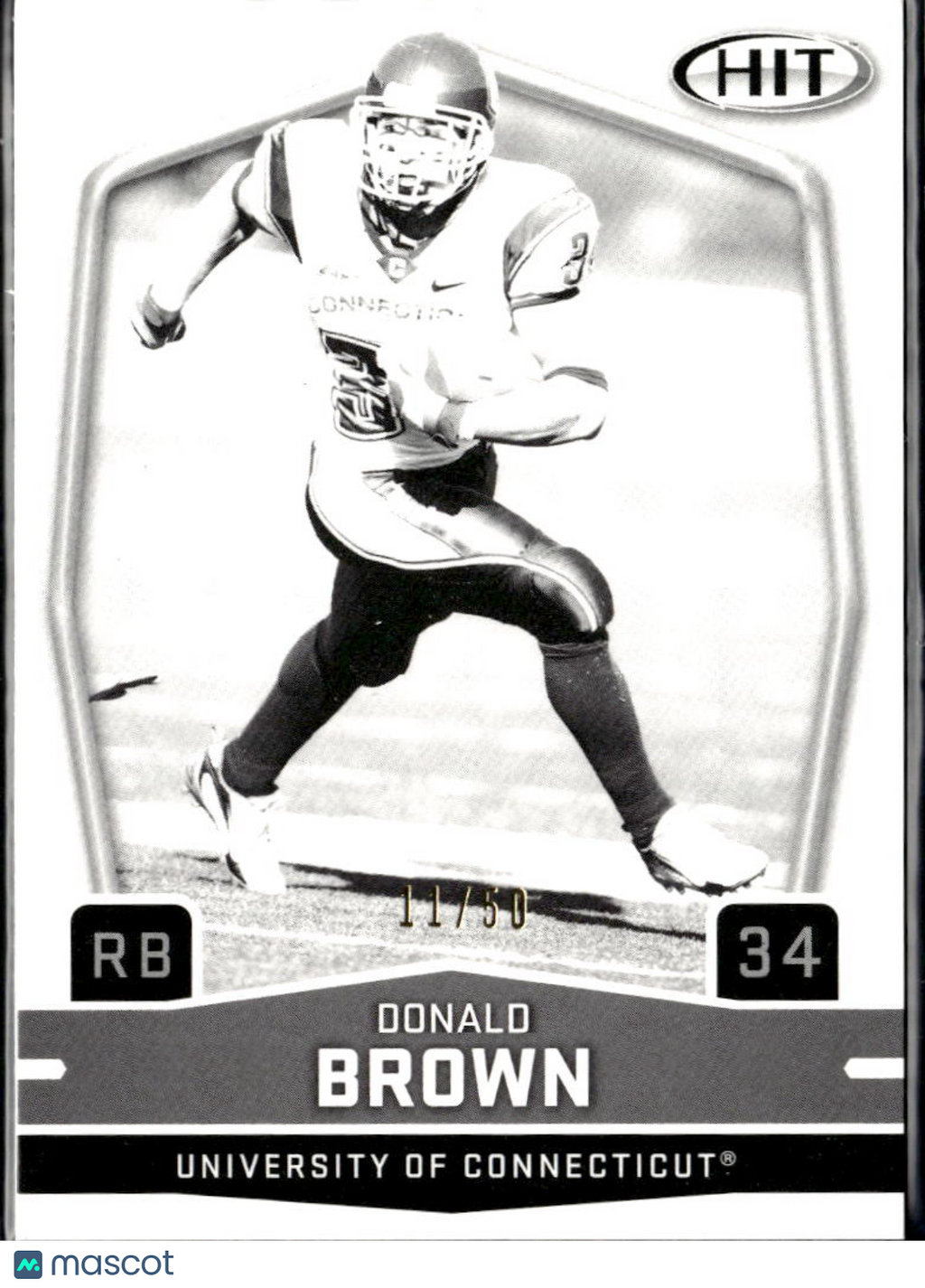 Donald Brown 2009 SAGE HIT Make Ready Black and White /50 Uconn Huskies