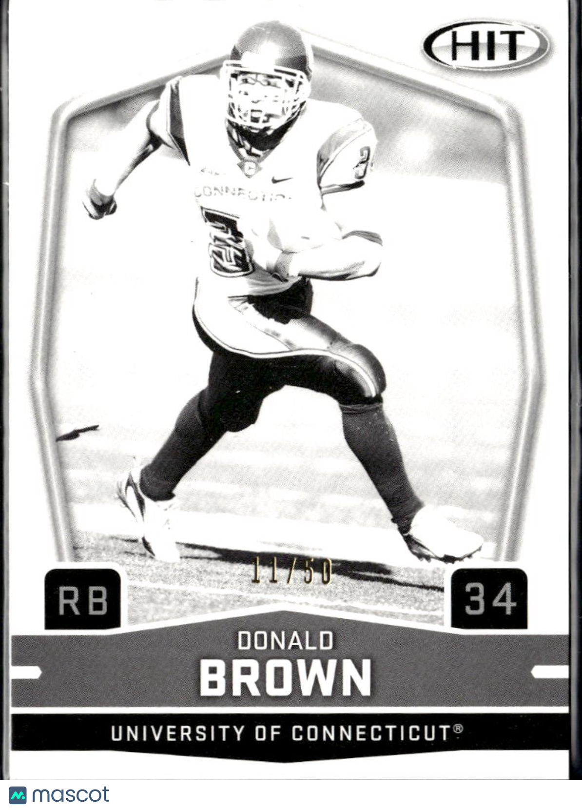 Donald Brown 2009 SAGE HIT Make Ready Black and White /50 Uconn Huskies