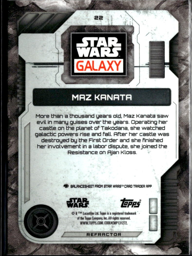 Maz Kanata 2026 Topps Star Wars Galaxy Refractor #22